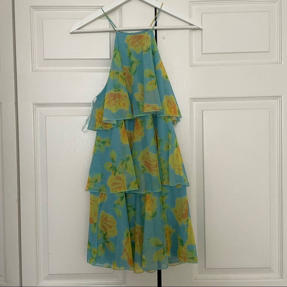 Zara Blue and Yellow Floral Dress